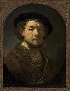 REMBRANDT Harmenszoon van Rijn Bust of a man wearing a cap and a gold chain. painting